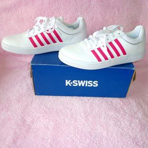 K Swiss Women Shoes Sneakers Lifestyle Casual White/Fuschia Court Cheswick 7.5